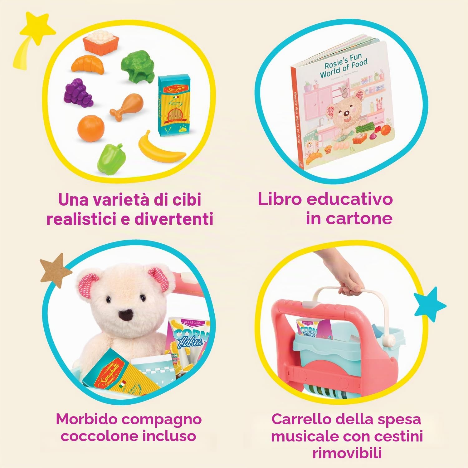 B. toys Shop & Glow, Carrello della Spesa Giocattolo con luci