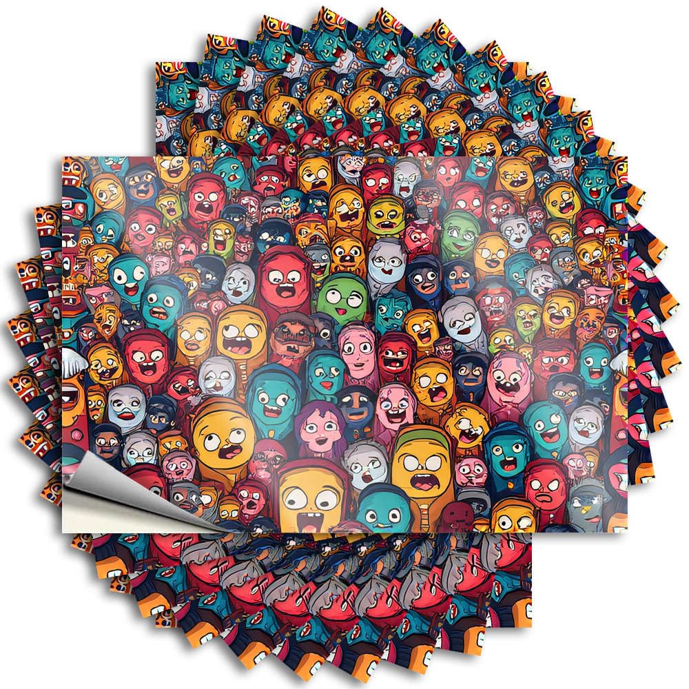 Bookish Saying, Stuff Case A Colorful Crowd of Cartoon Characters with Exaggerated Expressions | Funny Quote Earth Decals(6X9CM)