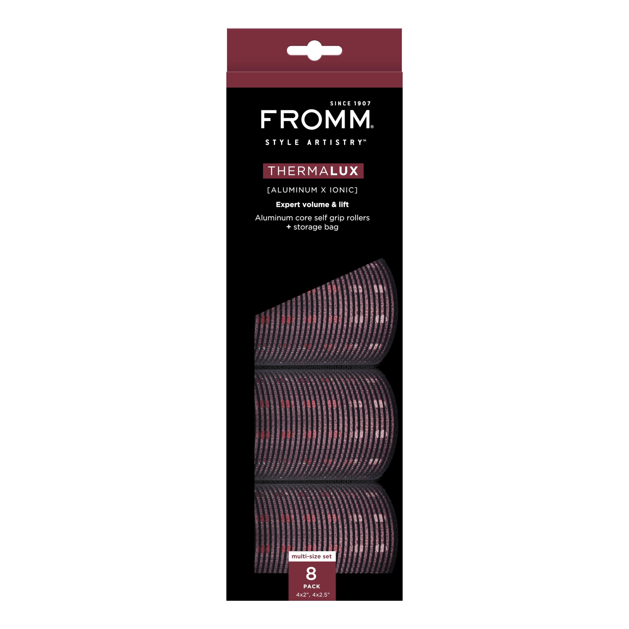 Fromm Thermalux - Rodillos de aluminio para el cabello, rodillos profesionales de autoagarre con núcleo de aluminio y tecnología iónica para volumen, ondas y flequillo de cortina, ideales para todo