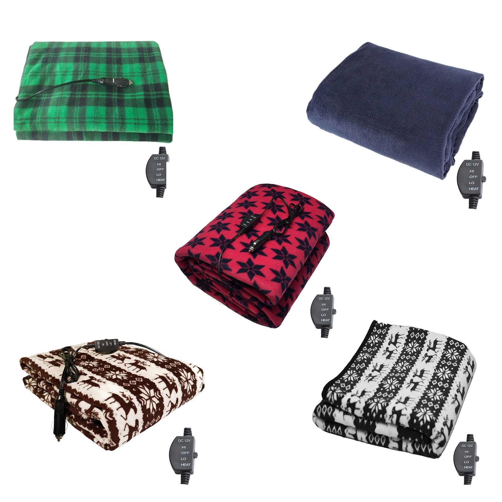 12V Cozy Heated Blanket Cold Weather Fleece Car Blanket 2 Niveles de Calor Manta eléctrica Calentamiento rápido Calefacción para el Coche 145x100cm