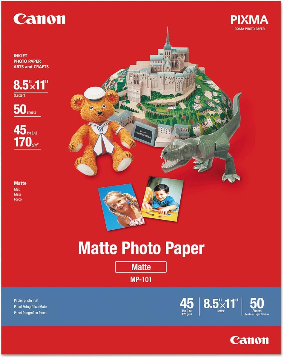 Canon 7981A004 Photo Paper Plus, Matte, 8-1/2 x 11 (Pack of 50 Sheets)