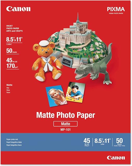 Canon 7981A004 Papier photo Plus, Matte, 8-1/2 x 11 (Boîte de 50 Feuilles)