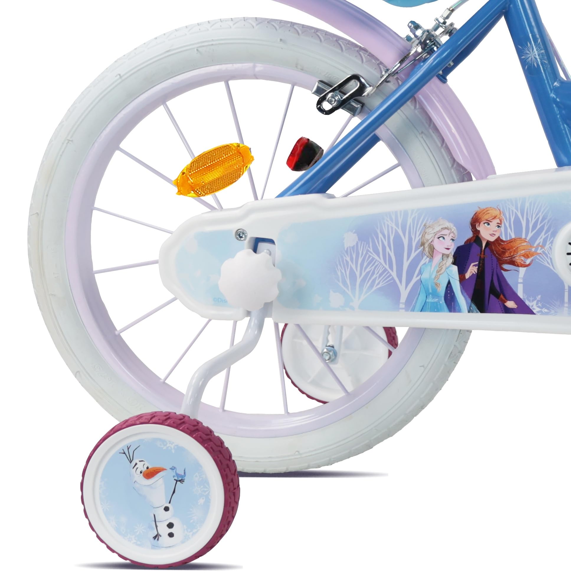 Vélo 16'' Fille Reine des Neiges/Licence Frozen de Disney - 2 Freins Caliper - Pneus Gonflables - Panier Avant - Porte-poupée arrière - Garde-Boue 2 Stabilisateurs + Casque Frozen Inclus !