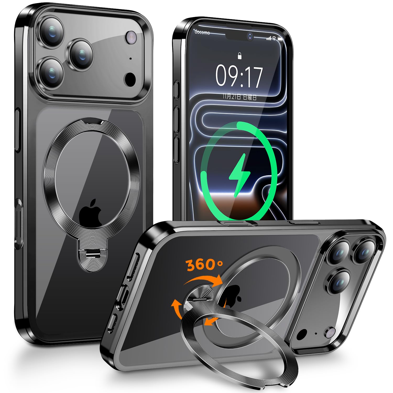 Amazon.co.jp: 【360°回転無制限・縦横両立】FONKCASE iPhone17 Pro