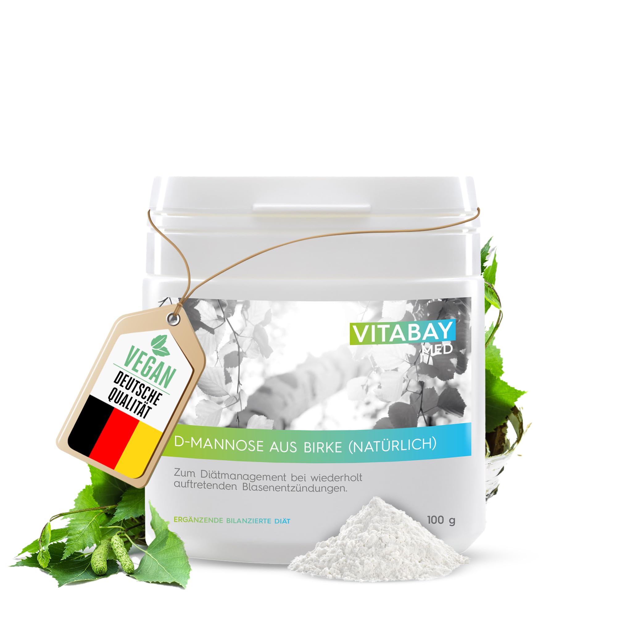 Vitabay D-Mannose Pulver aus Birke 100g - D Mannose Pulver Birke 