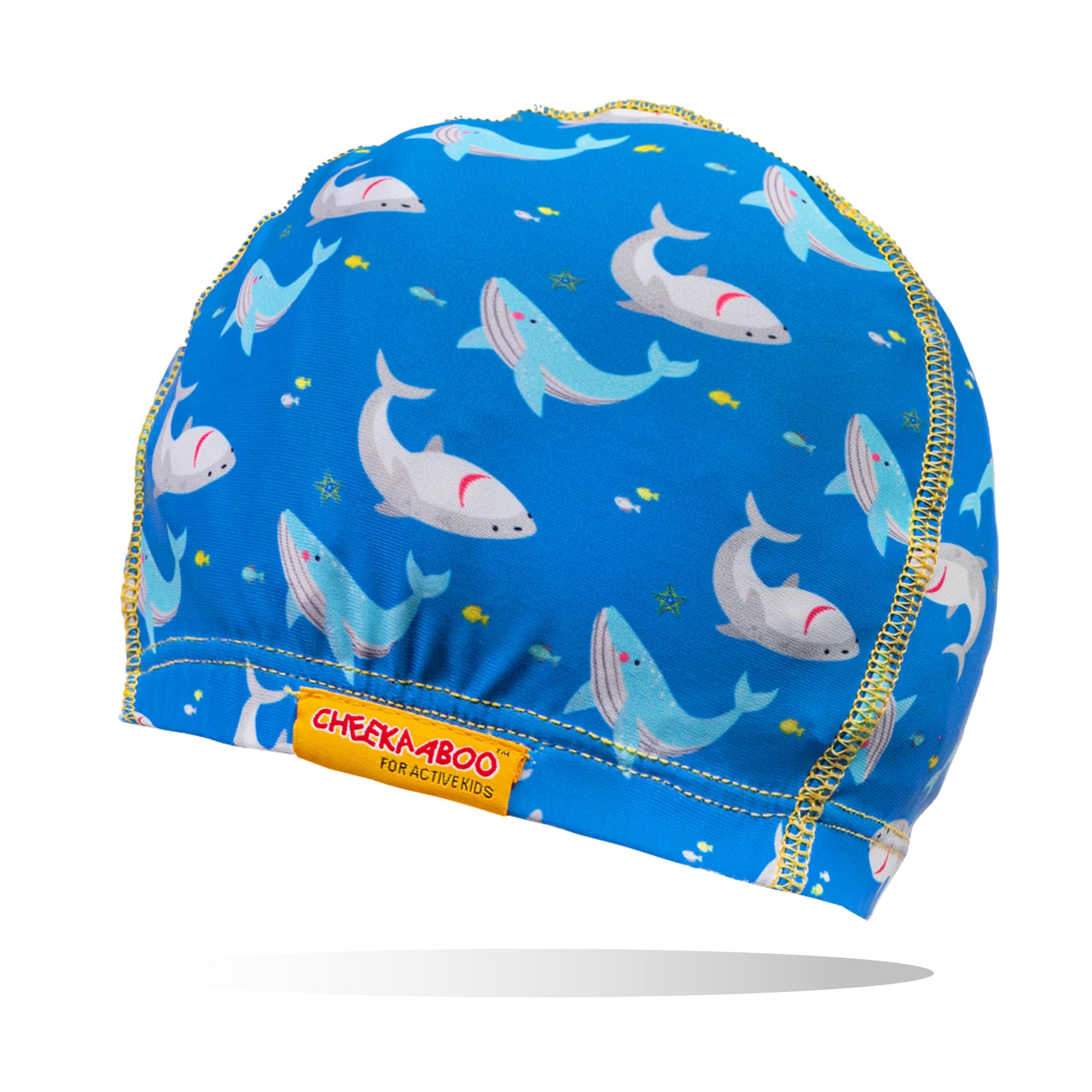 Cheekaaboo Swimming Cap for Kids, Soft Stretchy Spandex Swim Cap, Quick Dry Toddler and Kids Swim Cap for 2-8 Years Great for Beach and Pool, Shark