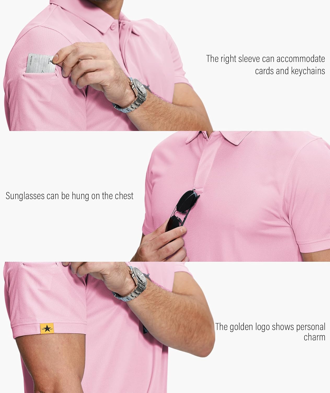 ZITY 5 Pack Mens Polo Shirt Short Sleeve Sports Golf Tennis T-Shirt Moisture-Wicking Summer Shirts - Image 2