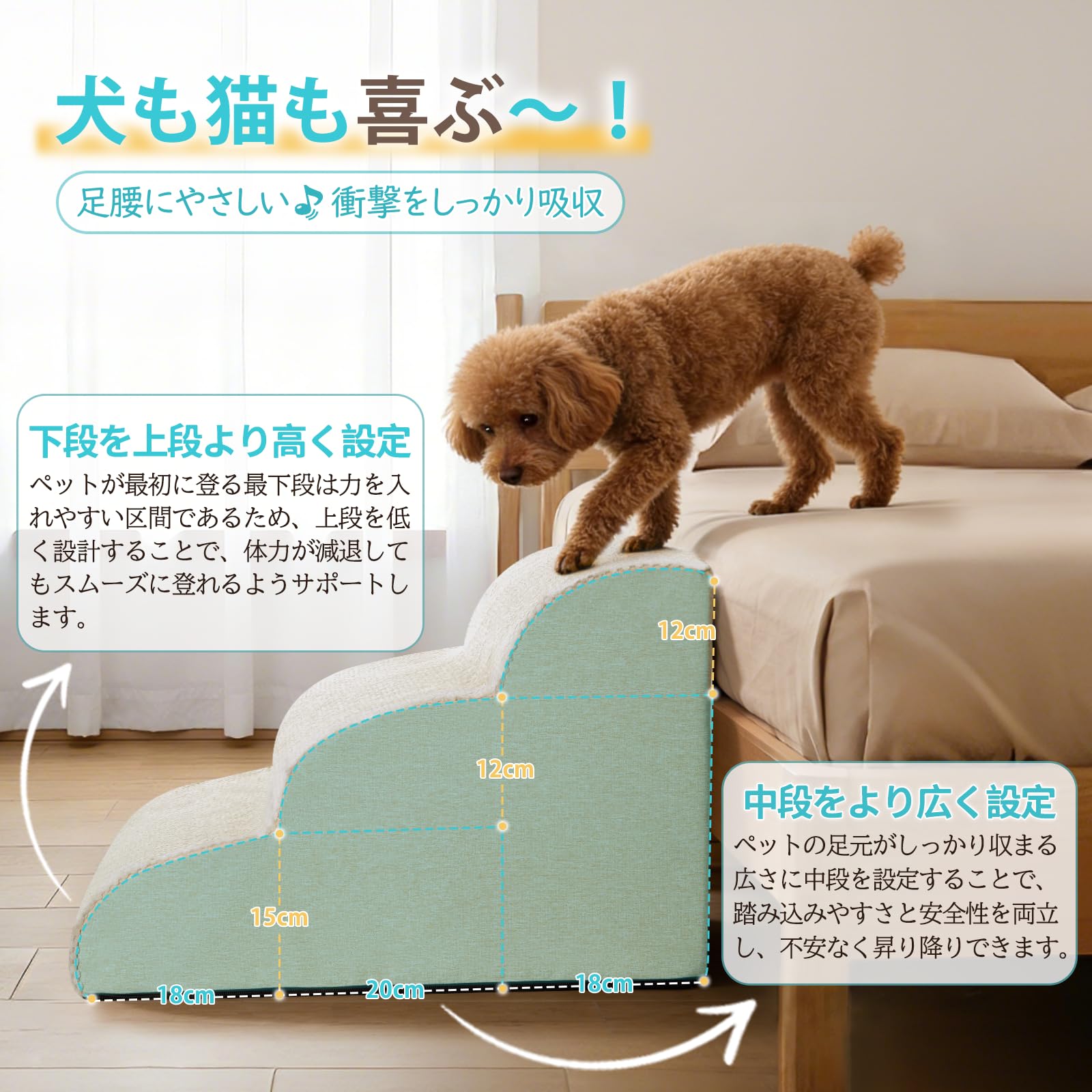 Amazon | KYAKO 犬 階段 犬 ステップ 高さ40CM ペット 階段 犬