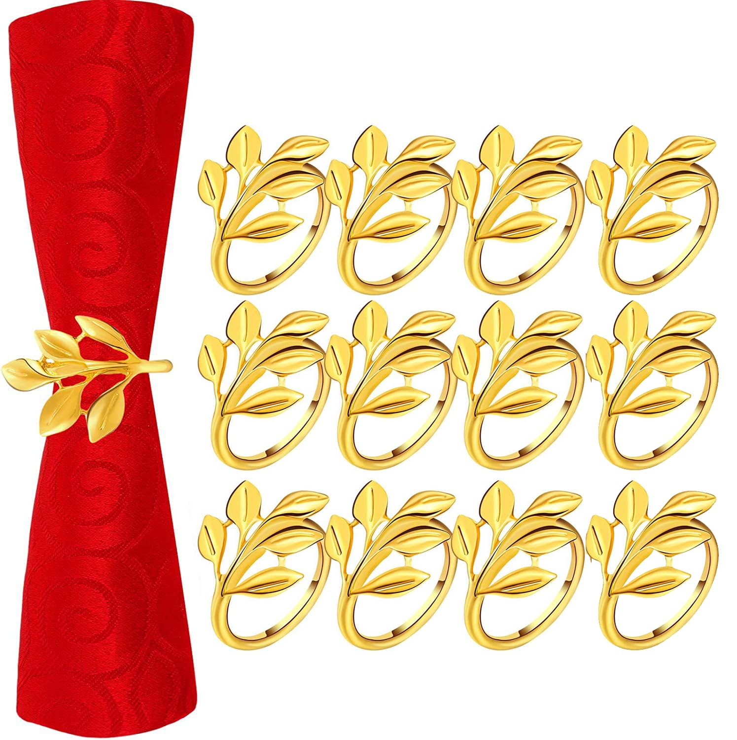 Viojrlly 12 Piezas Anillos para Servilletas Navidad Dorados, Elegantes Servilleteros para Decoración de Mesa de Cena para Boda, Bautizo, Comunión, Graduación, Cumpleaños, Navidad, Banquete, Cumpleaños