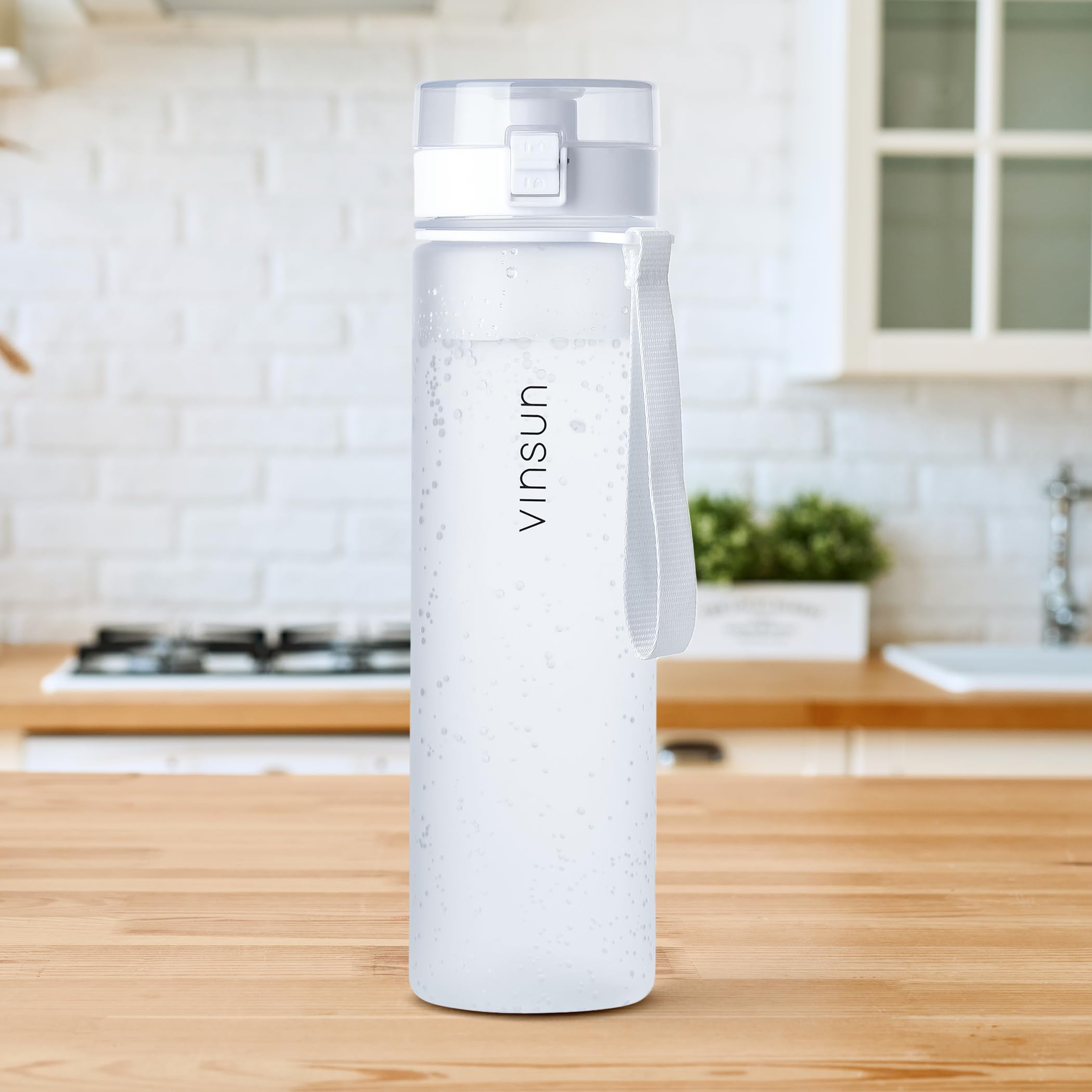 VINSUN Borraccia Sportiva 1 Litro - Tritan senza BPA, Prova di Perdite, Utilizzo con Una Mano - Bottiglia Acqua Leggera per Palestra, Scuola, Università, Ufficio