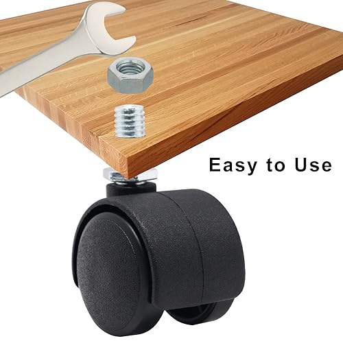 Miniatura 4 de Juego de 4 ruedas de plástico de 1.5 pulgadas, ruedas giratorias de nailon negro para muebles, silla de oficina, mesa, gabinete, estante