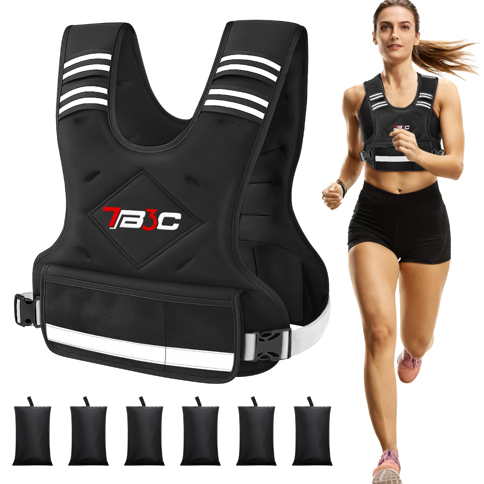 TB3C Weighted Vest Adjustable Body Weight Vest 4-10lb Vest