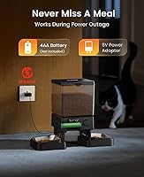 Vista 6 de oneisall Comedero automático para gatos para 2 gatos, 20 tazas/5 L, dispensador automático de comida para gatos para mascotas pequeñas en Negro