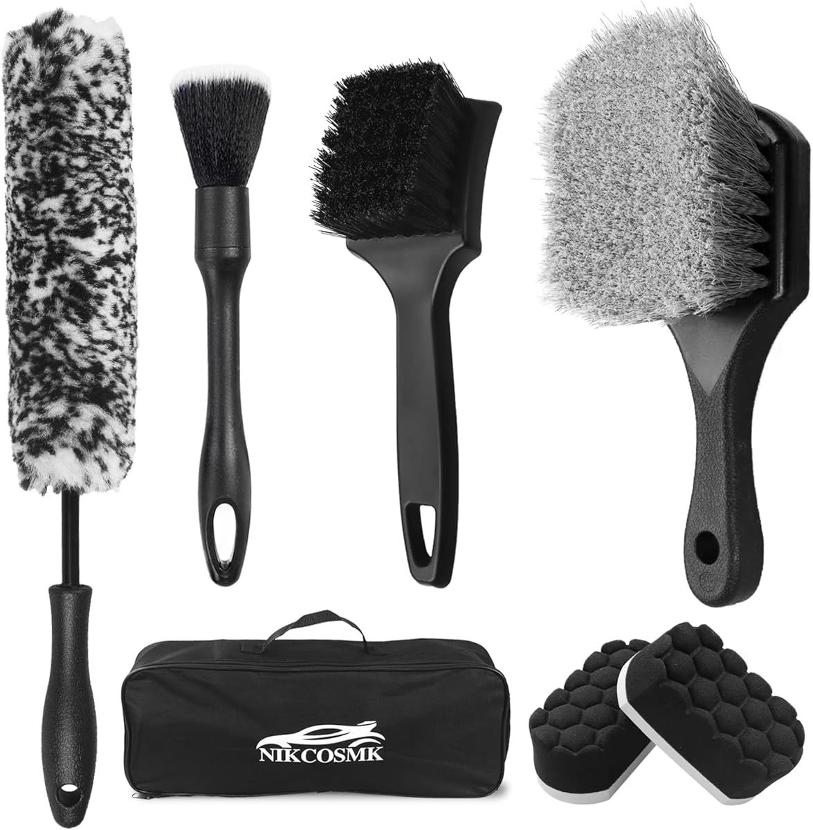 7Pcs Car Wheel Brush kit, Tire Brush, Wheel Cleaner Brush, Soft-bristled Rim Cleaner Brush, Tire Shine Applicator Pad, Car Detailing Brushes, Wheel Brushes for Cleaning Wheels,Tires : Automotive