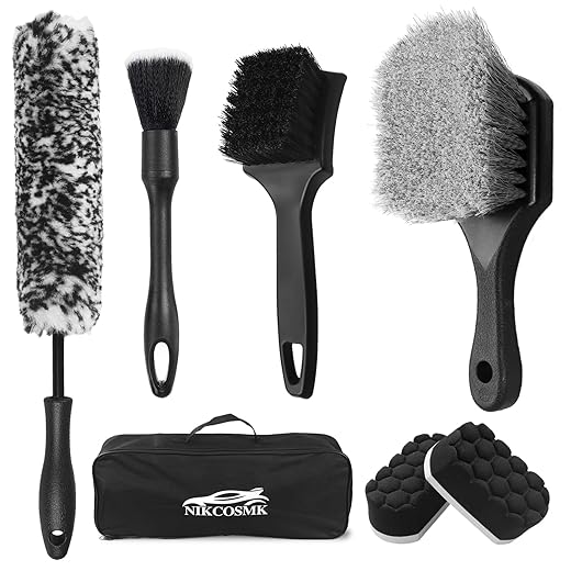 7Pcs Car Wheel Brush kit, Tire Brush, Wheel Cleaner Brush, Soft-bristled Rim Cleaner Brush, Tire Shine Applicator Pad, Car Detailing Brushes, Wheel Brushes for Cleaning Wheels,Tires