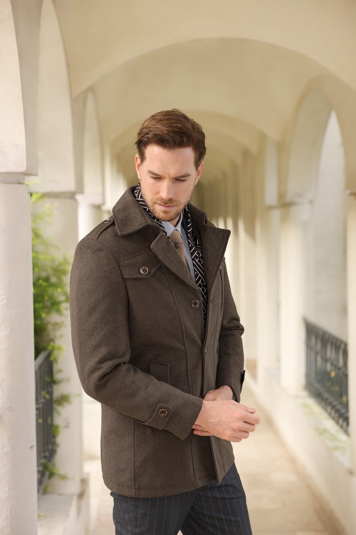 Allthemen Trench Corto Invernale da Uomo Trench di Lana Cappotto Spessa e Sottile Soprabito Parka Giacca a vento Giacca con risvolto