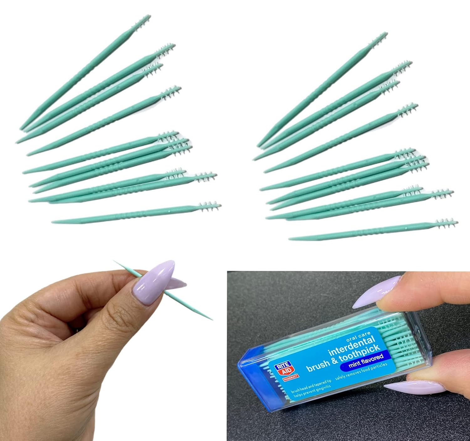 Rite Aid Mint Flavored Picks Interdental Toothpicks | 120-Picks per pack | (6-Pack)