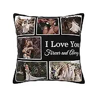 Custom Pillow Cases with Photos & Texts, Valentines Day Gifts for Couple, Personalized Throw Pillow Cases Cushion Covers Decoration Lover Photo Texts, Love Picture and Wedding Keepsake Pillowcase