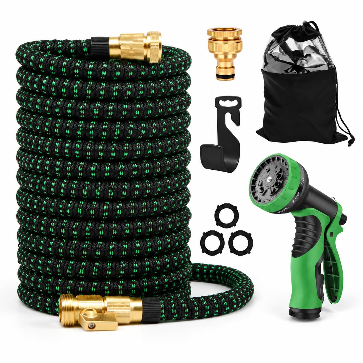 ExpandingGardenHosePipe100ft | 4Layer Latex Core|1/2-inch and 3/4-inch taps | Garden Hose Leak- Spray Nozzle|No-Kink Flexible Retractable Water Hose Pipes|Hose Pipe|Garden Hose|Retractable Hose Pipe