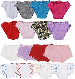 DC-BEAUTIFUL 16 Pcs Baby Doll Diapers Underwear Set Fits 14 Inch to 18 Inch Dolls, 16 Different Doll Underwear Set for Infant Baby Dolls