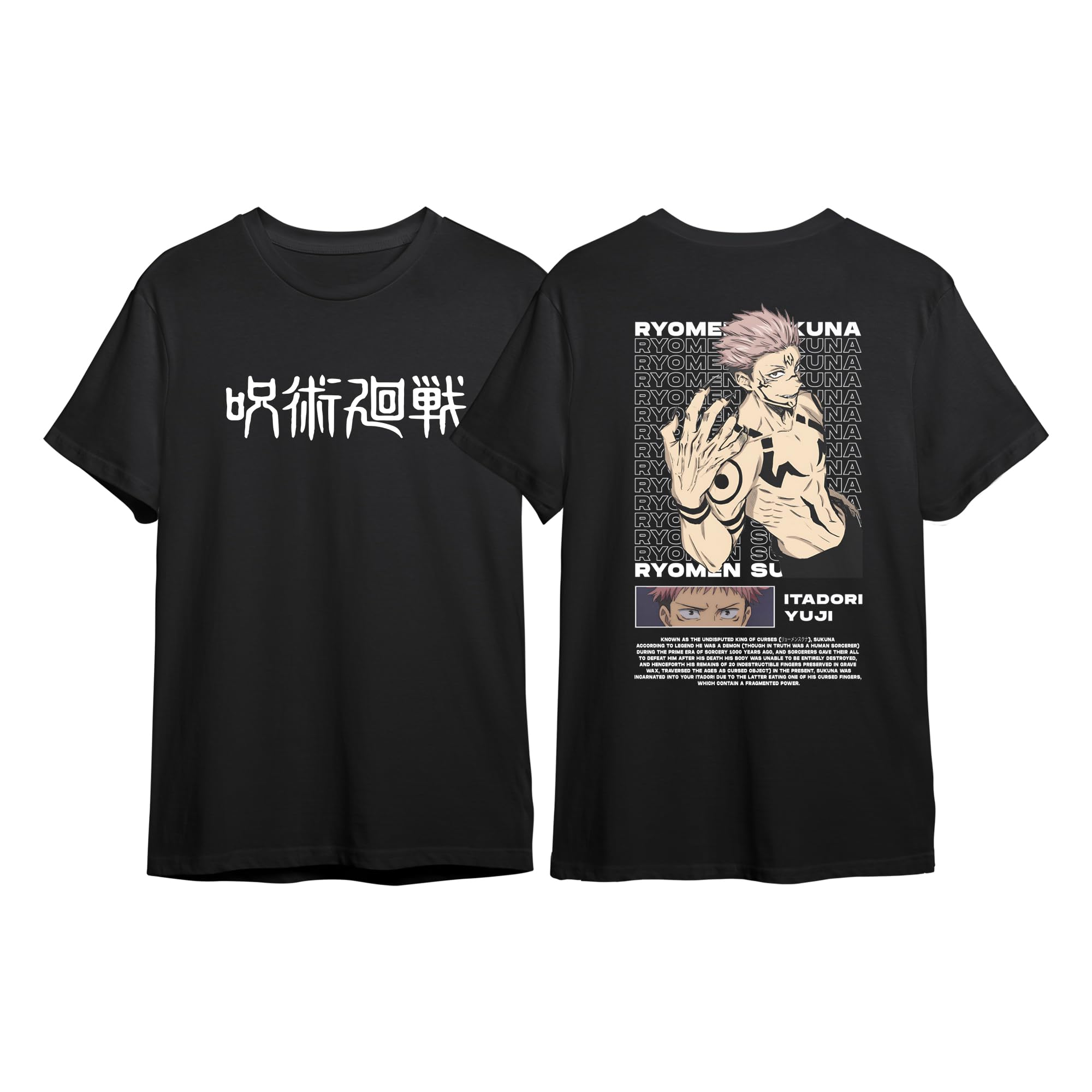 Sponsored Ad - Ryomen Sukuna Jujutsu Kaisen Anime Cotton Printed Crew Neck T-Shirt