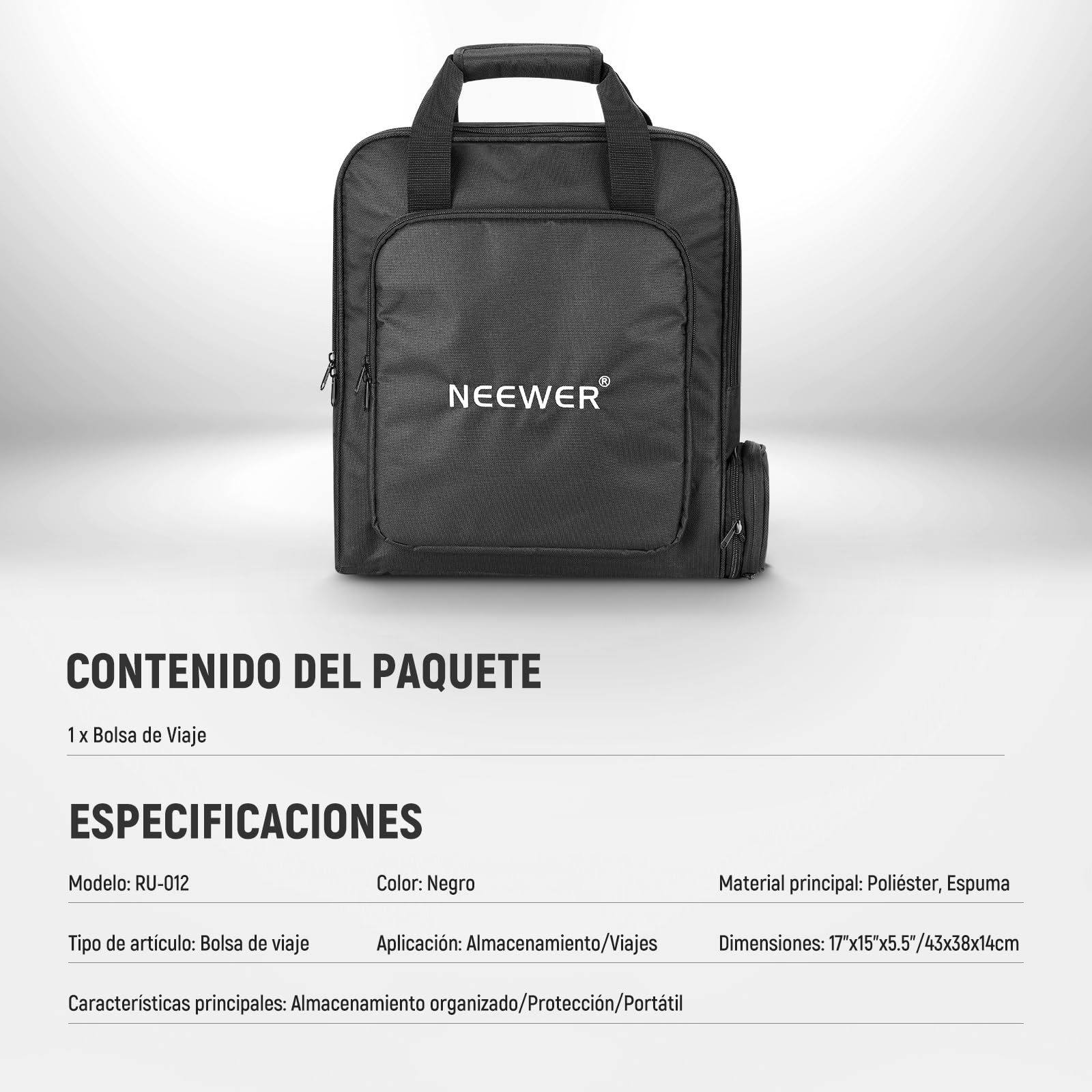 NEEWER Bolsa de viaje portátil compatible con mini plato y accesorios Starlink, funda protectora ligera para transporte al aire libre con sección separada para trípode plegado, soporte de luz de hasta