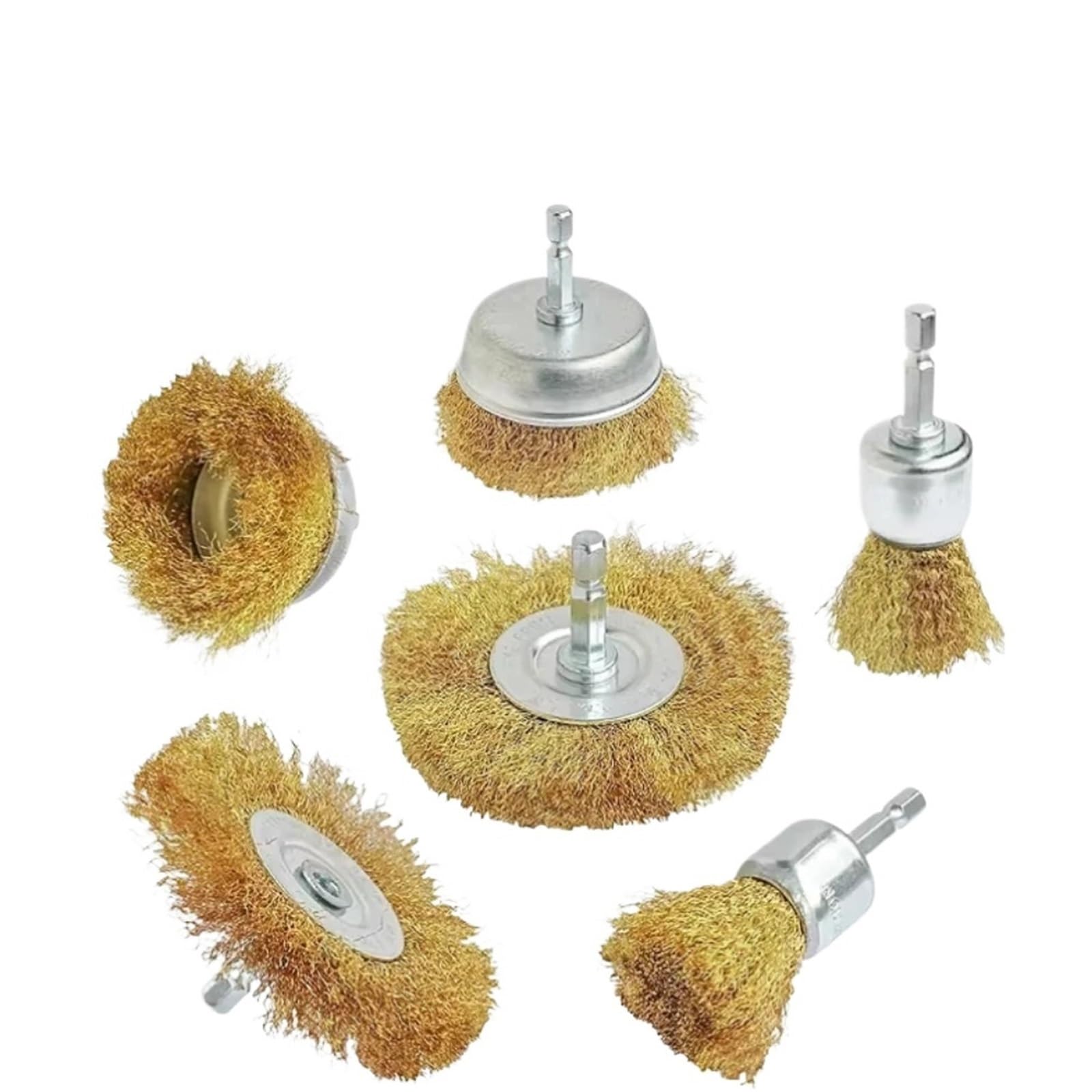 Tarcze szczotkowe z drutu, Zestaw 3/5 szt. Mosiężnych szczotek drucianych - Wytrzymała ściernica i szczotka garnkowa do wiertarek(5PCS Mix)