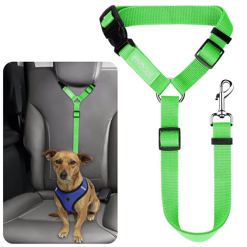 Cinto de segurança para cães com guia para encosto de cabeça em nylon BWOGUE, tamanho L