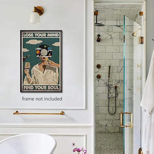 Miniatura 3 de Póster Funky Lose Your Mind Find Your Soul - Lienzo decorativo para pared con cita inspiradora de salud mental, impresión retro, música estética