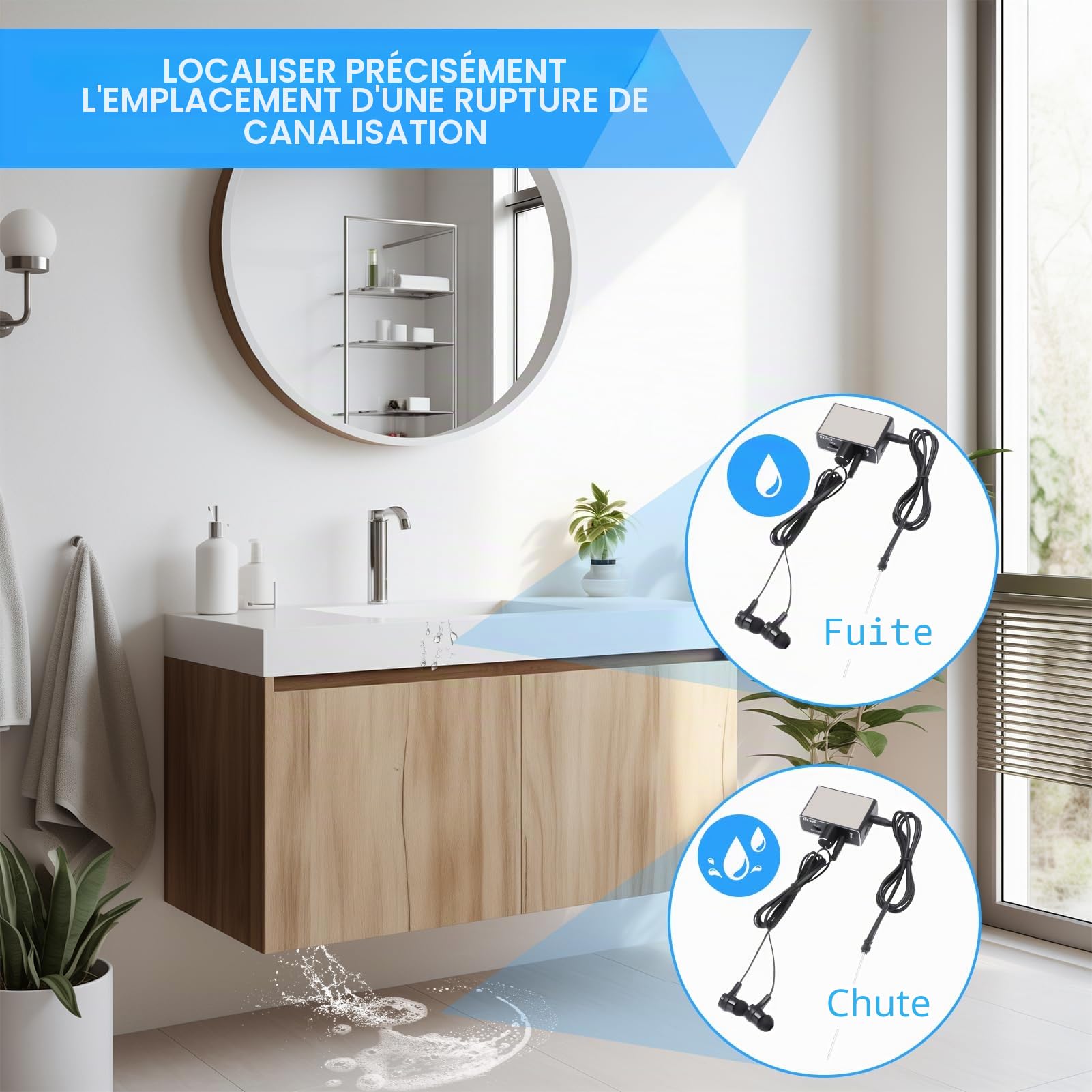 Détecteur de fuite d'eau intelligent haute sensibilité souterraine acoustique pour chantier de construction, entretien de voiture