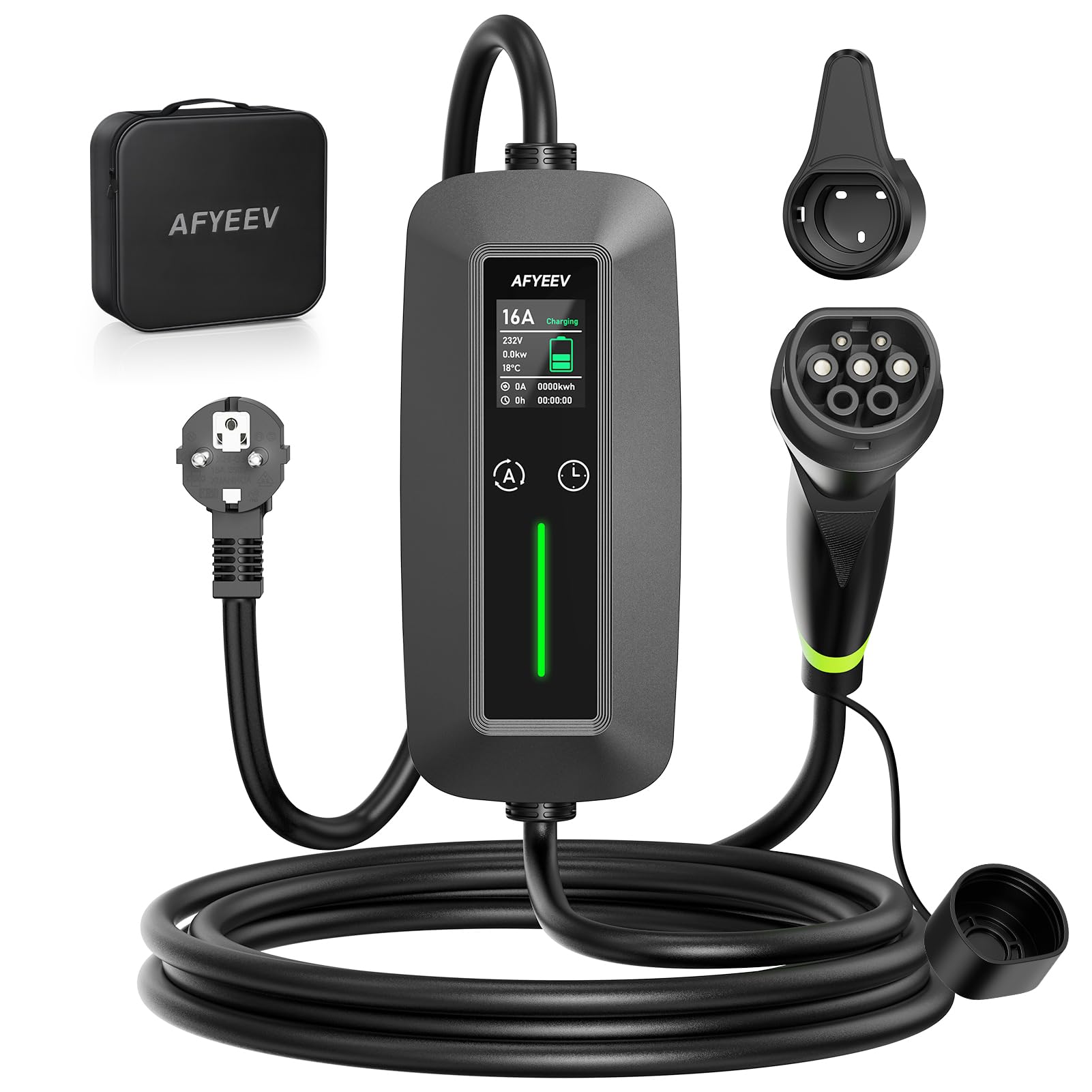 Cable de Carga Schuko Tipo 2, 10 m, 3,68 kW, 6-16 A | Coche eléctrico Tipo 2, Schuko, Cargador portátil para Coche eléctrico