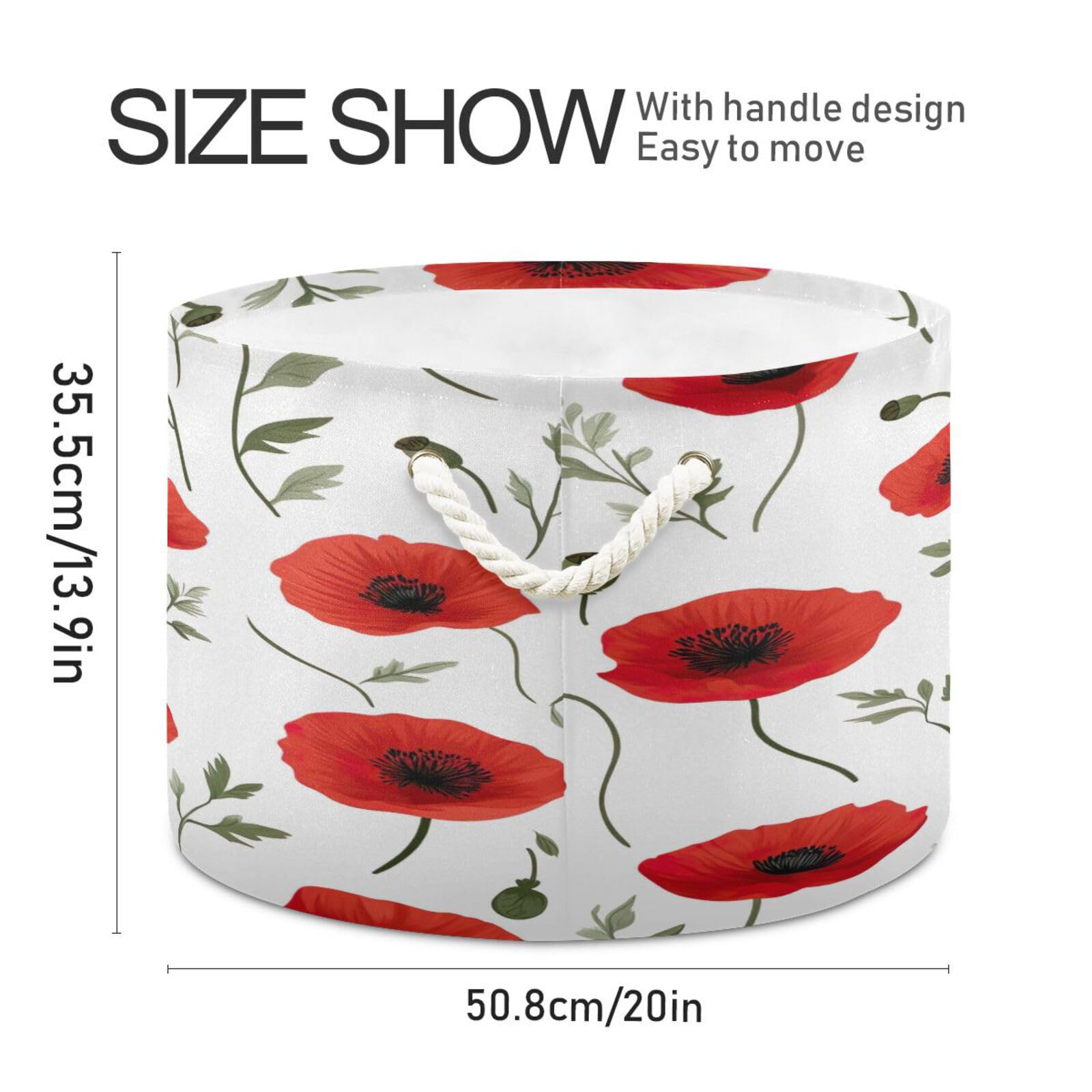 Nesatuwa Cotton Rope Basket Red Poppy Baby Laundry Basket Blanket Kids Toy Storage Basket