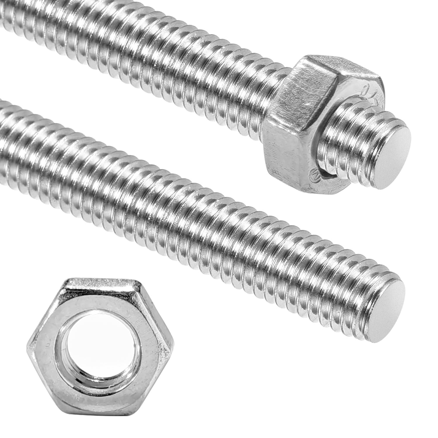 Photo 1 of 2 Pack M8-1.25mm Pitch Fully All Threaded Rod Studs,300mm/11.8" Long 304 Stainless Steel Cuttable Metric Threaded Screw Right Hand Threads for Anchor Bolts Clamps DIY Projects (M8x300mm(2PCS))