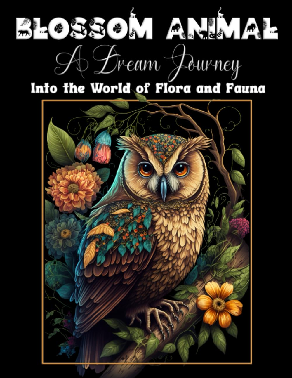 Blossom Animal A Dream Journey Into the World of Flora and Fauna: An Adult Coloring book with 50 relaxation and stress relief coloring pages in Zentangle Mandala style.