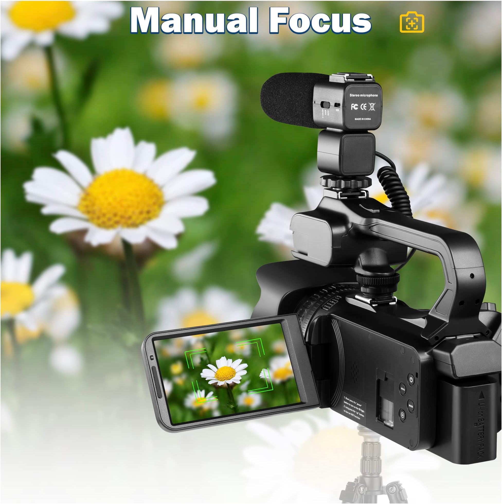 4k Video Camera Camcorder with 18X Digital Zoom,64MP Vlogging Camera for YouTube,4.0-inch Rotating Touchscreen,64GB SD Card,Microphone,Remote Control,Durable Battery(Black)
