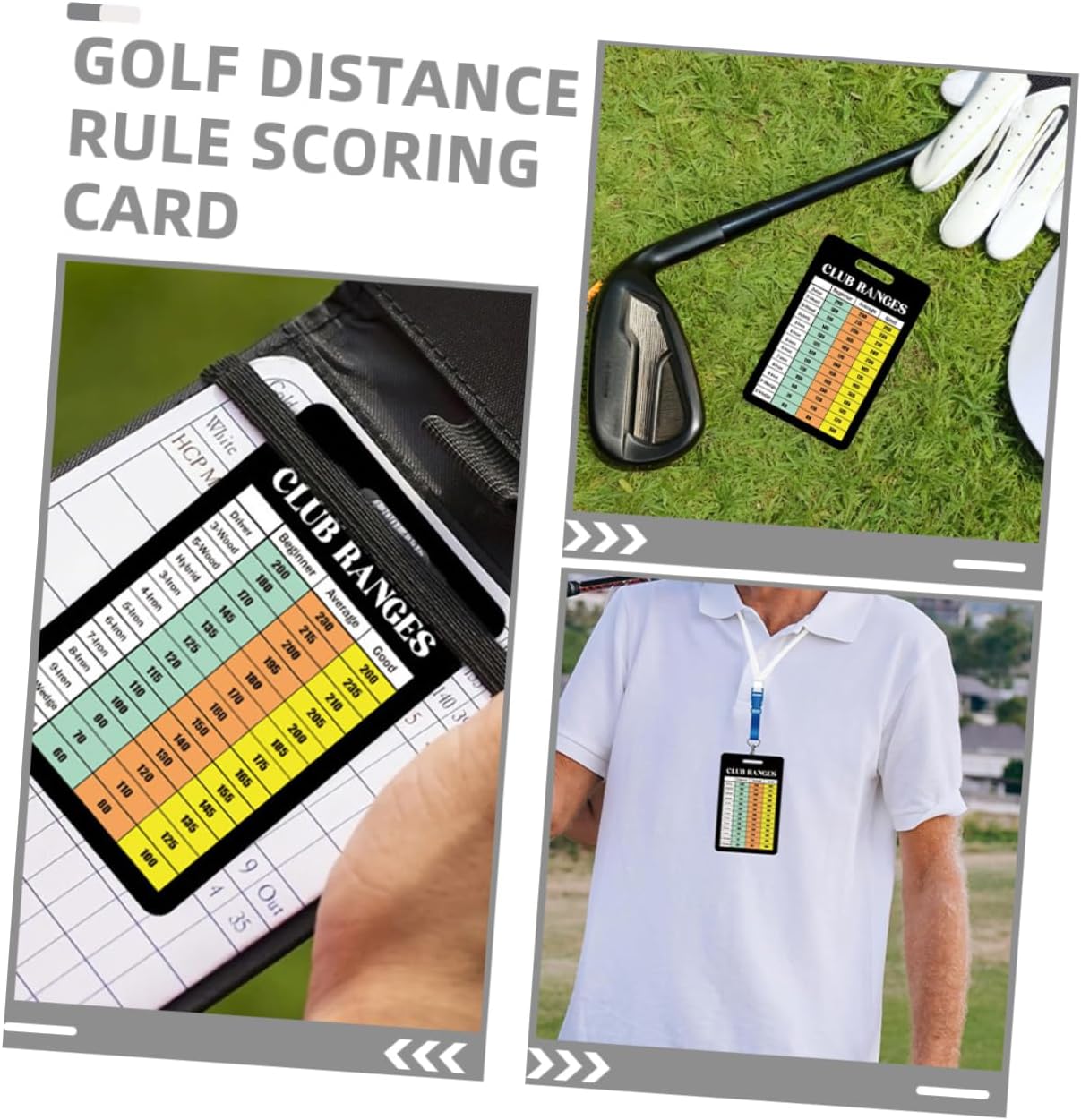 Angoily 12sheet Golf Club Distance Chart Scorecards Range Tracking Font Portable for Easy Carrying Stat Tracking Golf Cards