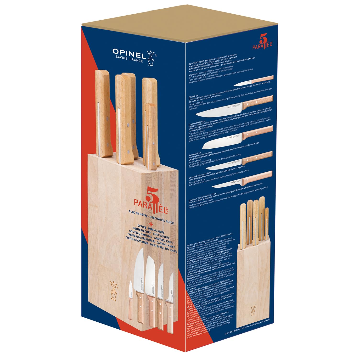 Opinel Bloc Viande avec 5 Couteaux - Collection Parallèle