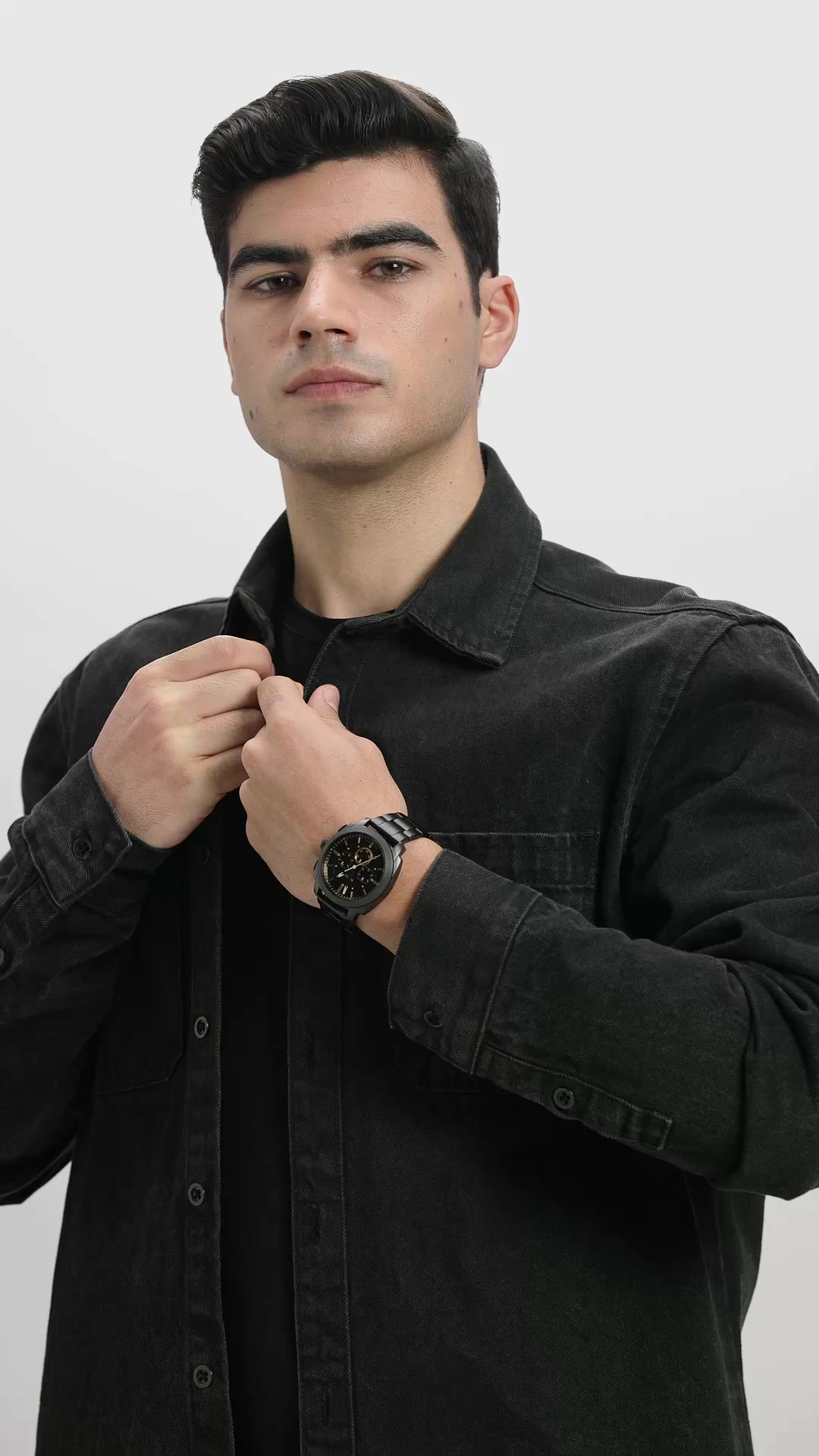 Fossil Machine Black Quartz Stainless Steel Watch FS6097 : Amazon