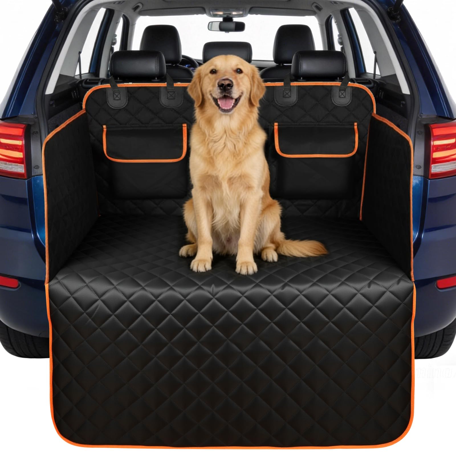 AUYAO Car Boot Protector Waterproof Boot Liner for Dogs Pet Car Seat Cover Pet Trunk Mat with 2 Pockets Seat Liner Protector Cover Boot Blanket Protection Sheet for Car Estate Trucks SUV(180 * 103cm)