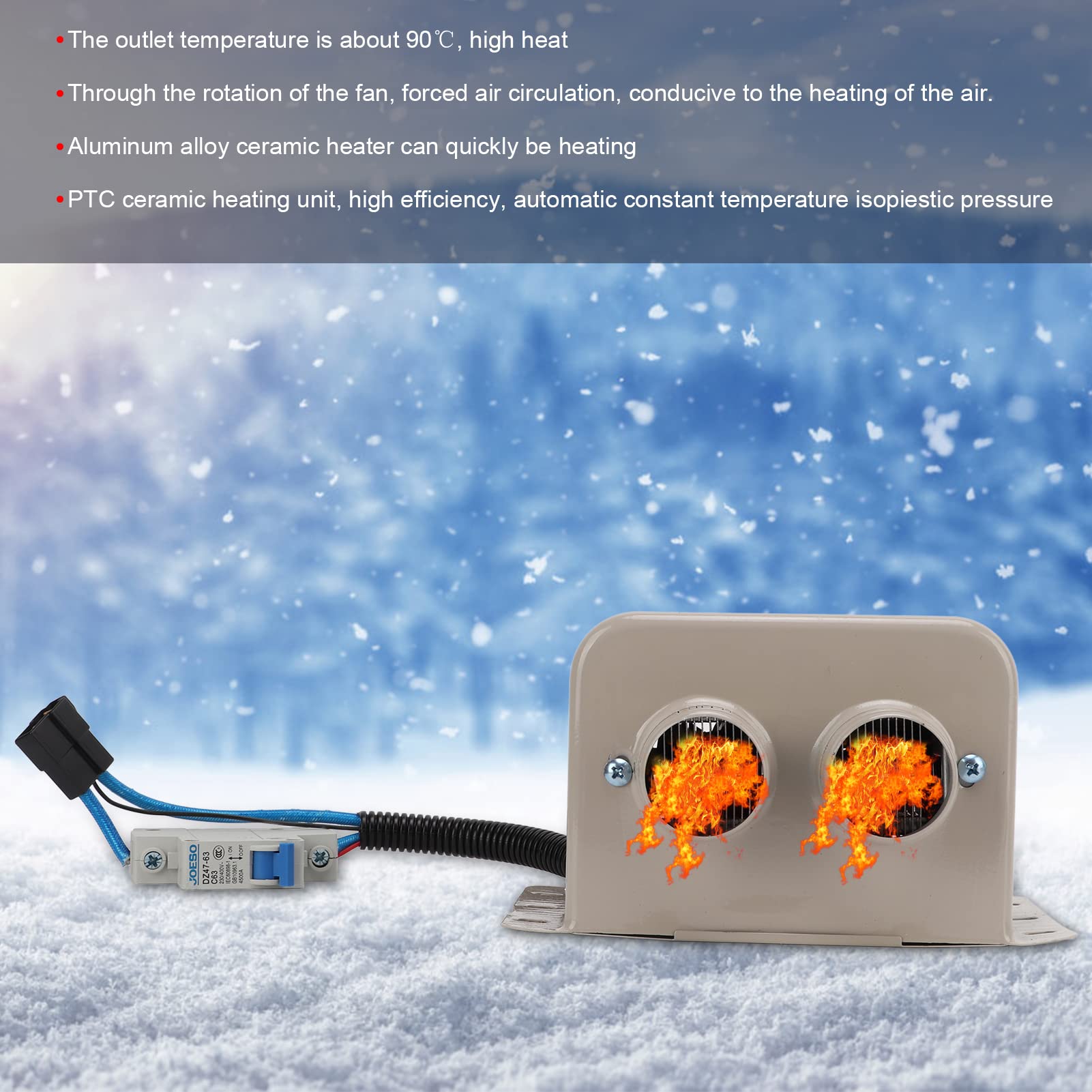 Keenso Auto-Heizlüfter, schnelle Abtauung, Auto-Elektro-Abtauheizung, 800W tragbar, Windschutzscheiben-Heizlüfter 12V für kalte Tage im Auto.