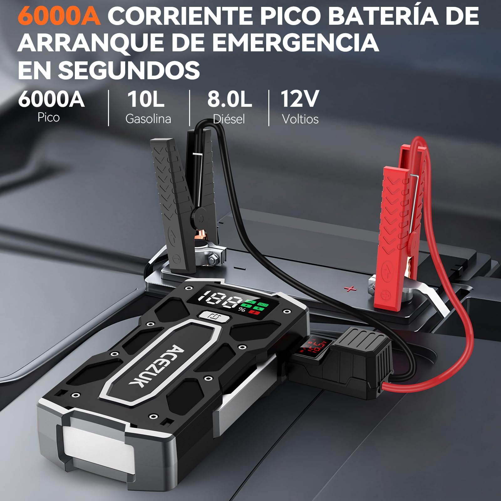 Avviatore Batteria Auto FEIKFEIZ 4000A - Jump Starter 12V, 16800mAh, Per Auto Fino A 8.0L Benzina O 6.0L Diesel
