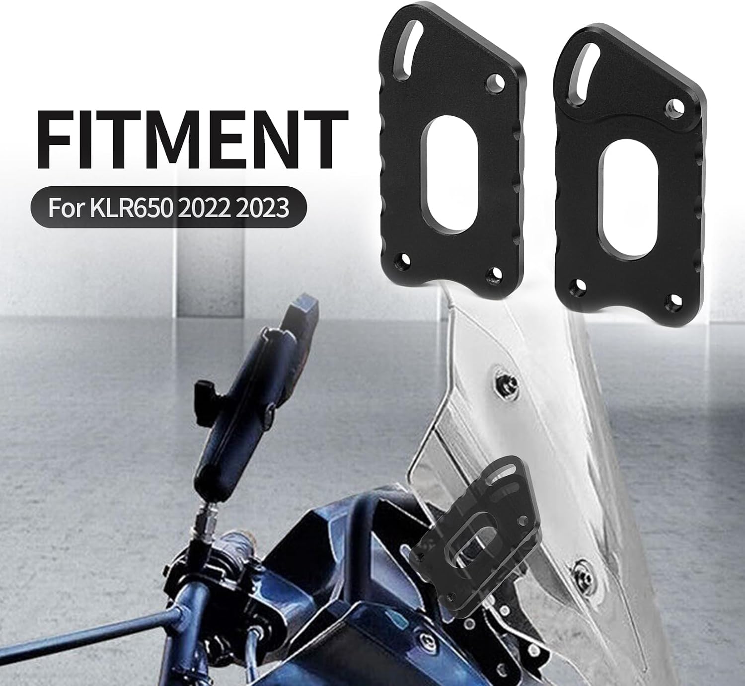 PSLER Motorcycle Windshield Adjuster for KLR650 2022 2023, Aluminum Alloy, Black, Windshield Mount