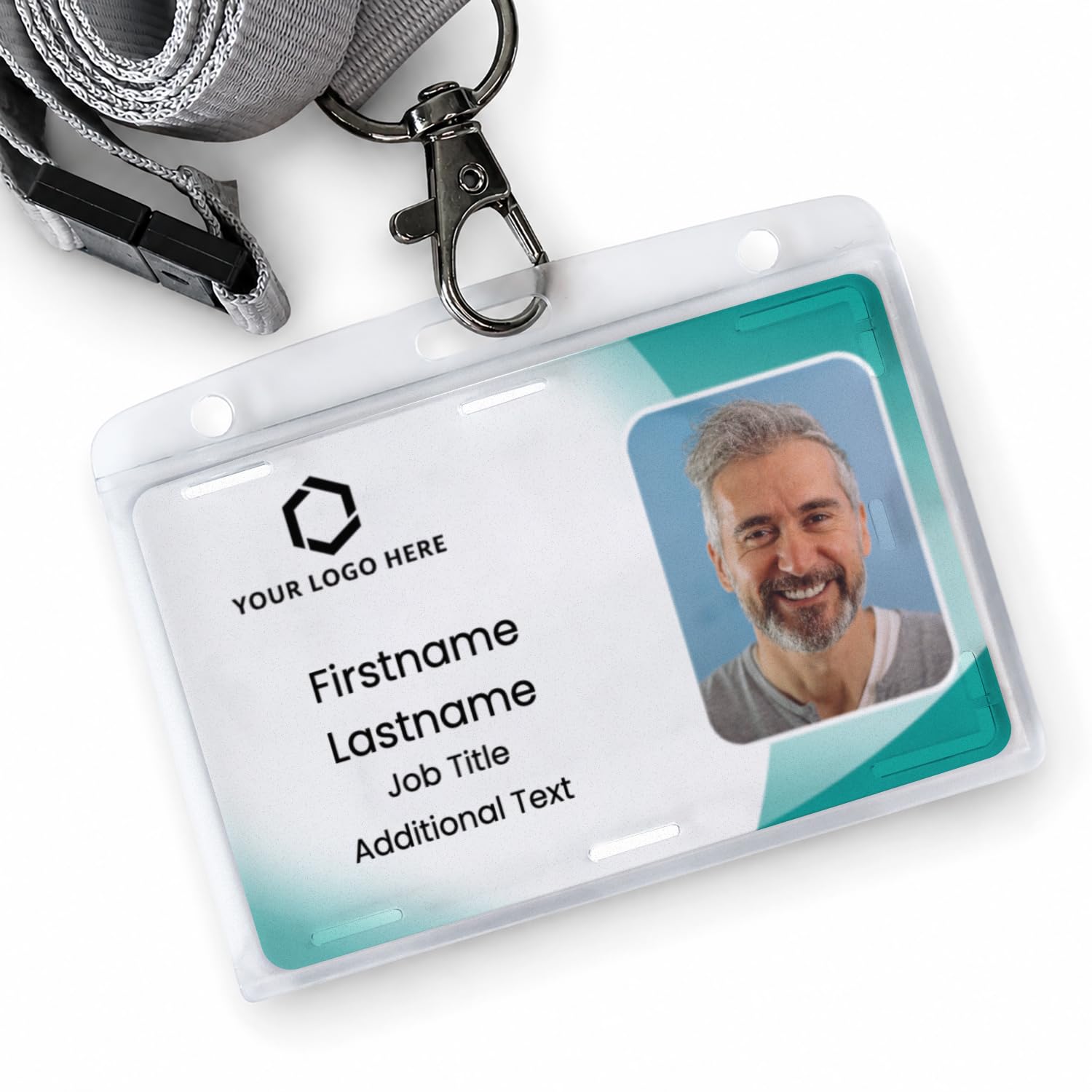 1 Personalised Photo Identification ID Plastic Security Access Staff School Business Visitor Card Choice of Colours 86mm x 54mm (with Lanyard & Holder)