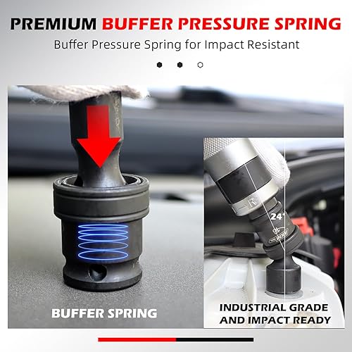 Miniatura 4 de Juego de dados de impacto universal de 38", juego de 20 piezas de enchufes giratorios, enchufe universal de 6 puntos, métrico, 0.315-0.866 in,