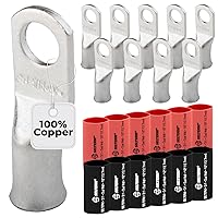 Vista 269 de SELTERM 25 piezas de lengüetas de cable de batería de cobre estañado de grado marino de 2/0 AWG de 3/8 pulgadas, terminales de anillo de calibre 00