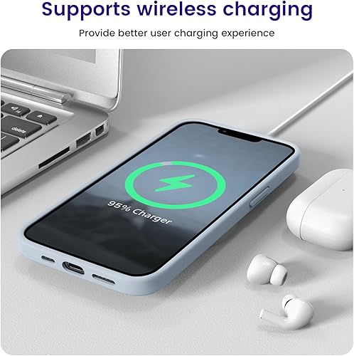 Miniatura 7 de OTOFLY - Diseñada para iPhone 13, funda delgada de silicona a prueba de golpes para iPhone 13 de 6.1 pulgadas, azul nattier