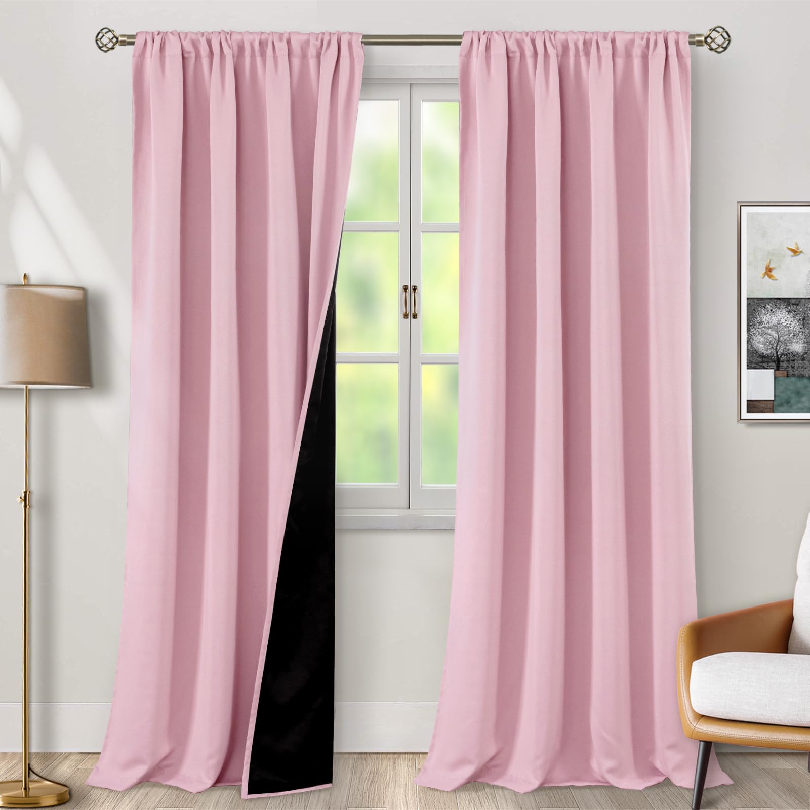 BGment Extra Long Living Room Blackout Curtains 95 Inch Length, Thermal Insulated Room Darkening Soundproof Kids Full Room Darkening Girls Baby