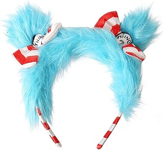 Blue Fuzzy Headband with Red Bow Blue Hairband Costume Accessory Theme Party Costume Headbands