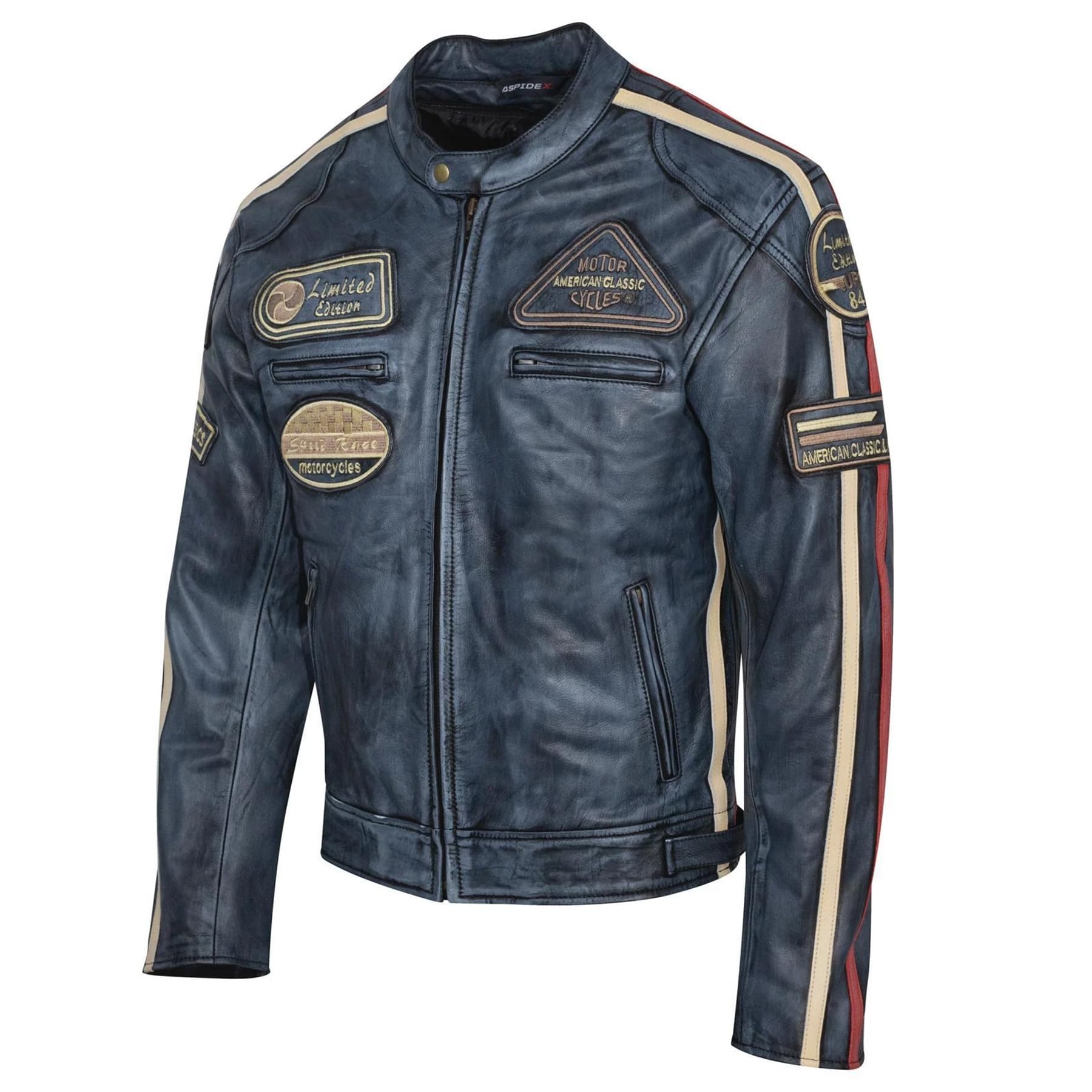 Aspirdex - Chaqueta de piel para hombre, estilo vintage Custom & Café Race, estilo Harley