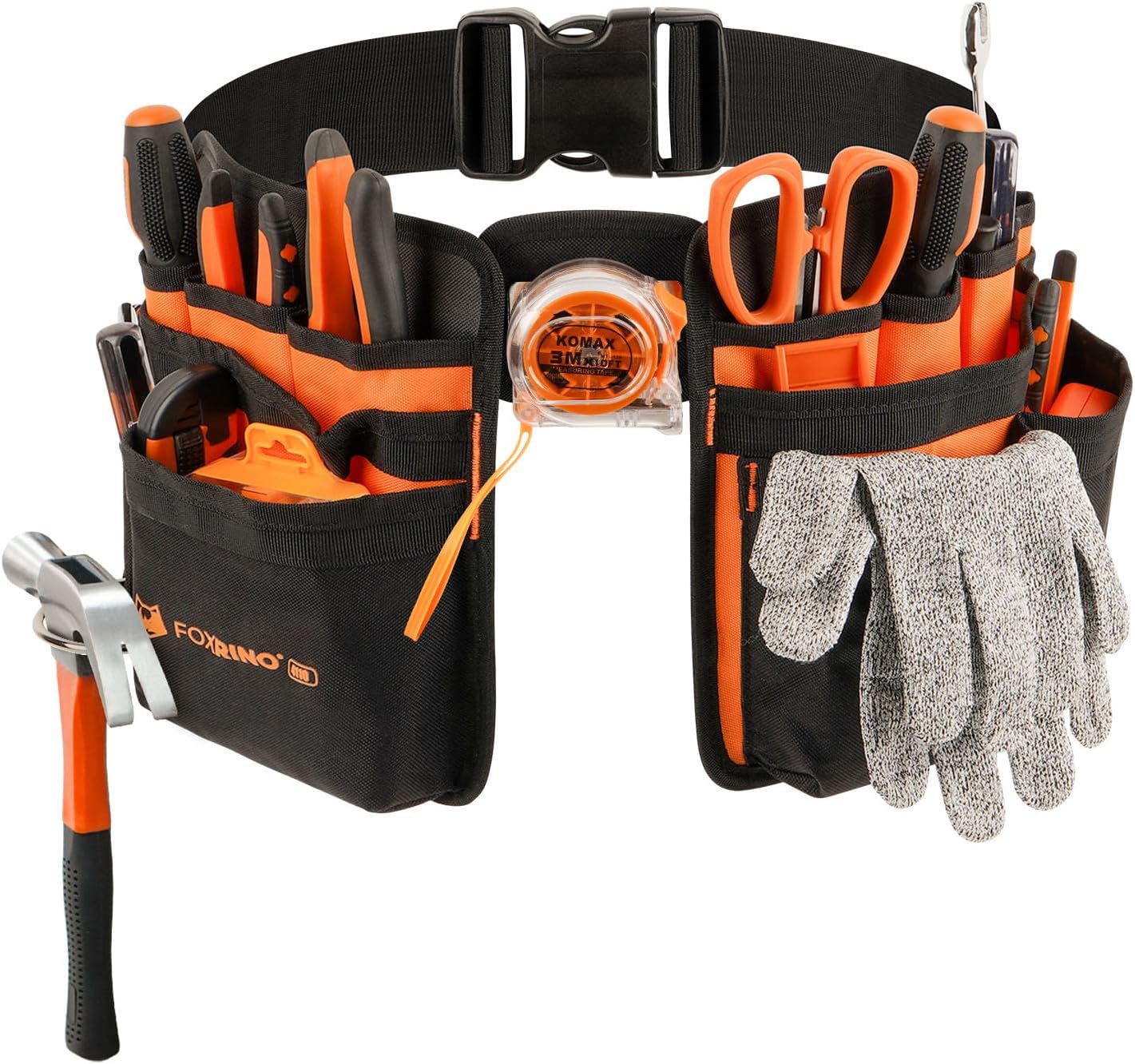 Foxrino 17 Pocket Tool Belt, Heavy Duty Tool Belts for Men, Adjustable Toolbelt for Electrician, Carpenter, Construction